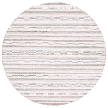 Safavieh 6 x 6 ft. Kilim Contemporary Hand Woven Round Rug; Ivory & Light Brown KLM276T-6R